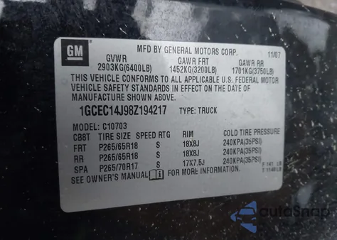 2008 Chevrolet Silverado 1500 Lt1 z USA, uszkodzony, nr VIN 1GCEC14J98Z194217